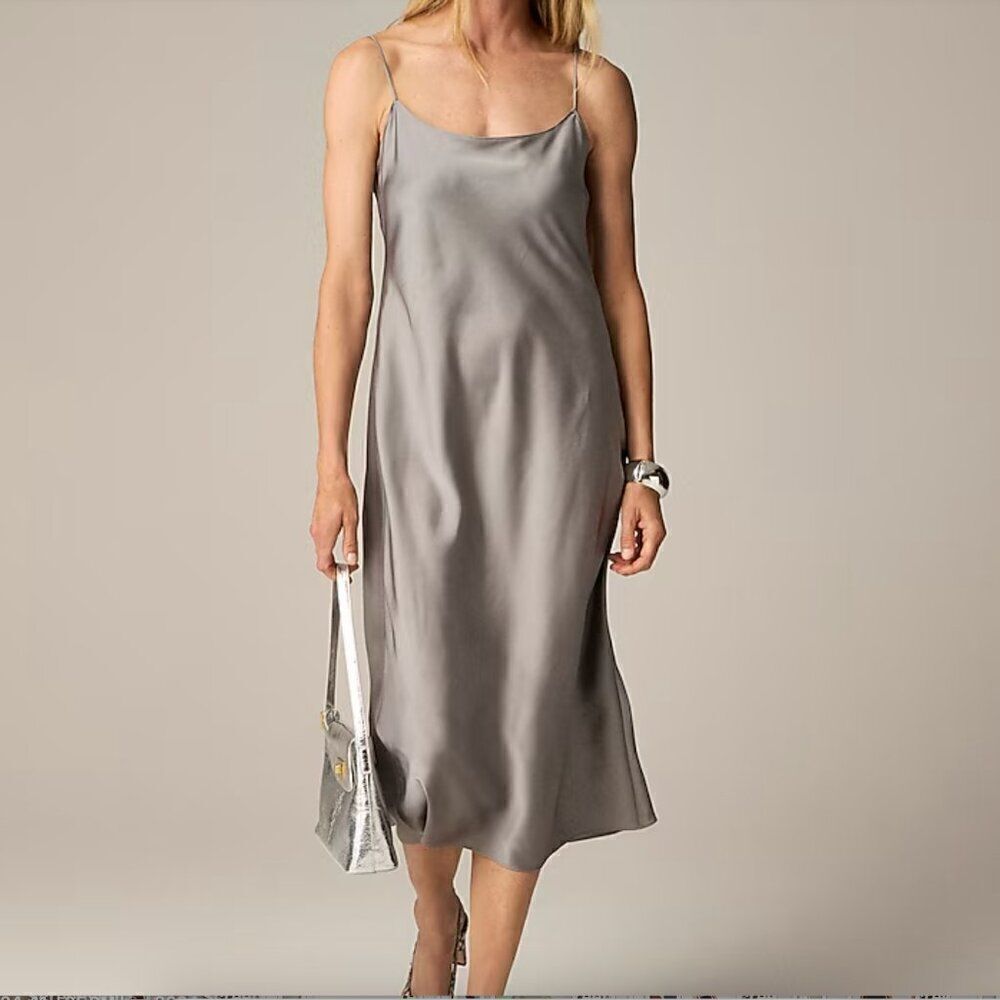 J. Crew Gwyneth slip dress in luster charmeuse Gray  NWT
